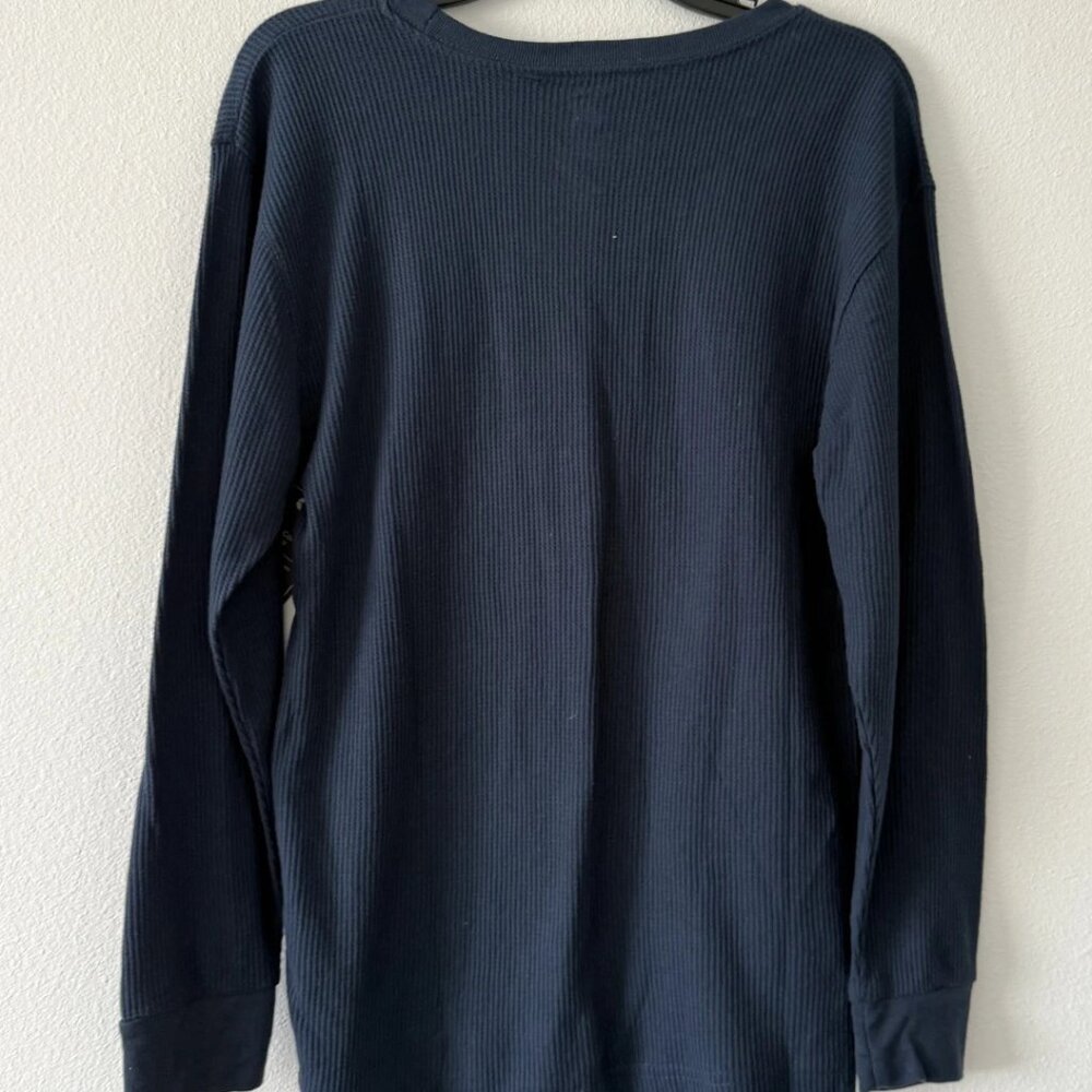 NWT Beverly Hills Polo Club Men's Navy Waffle Knit Thermal Shirt Small - Picture 3 of 7